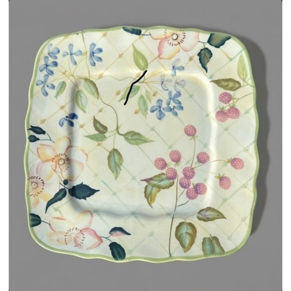 TRACY PORTER Evelyn Collection Square Dinner Or Serving Platter Floral 11 3/4"